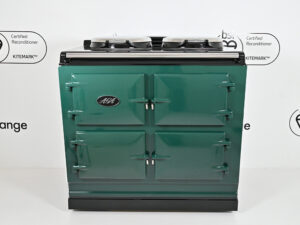 reconditioned 3 oven Total Control Aga cooker in British Racing Green